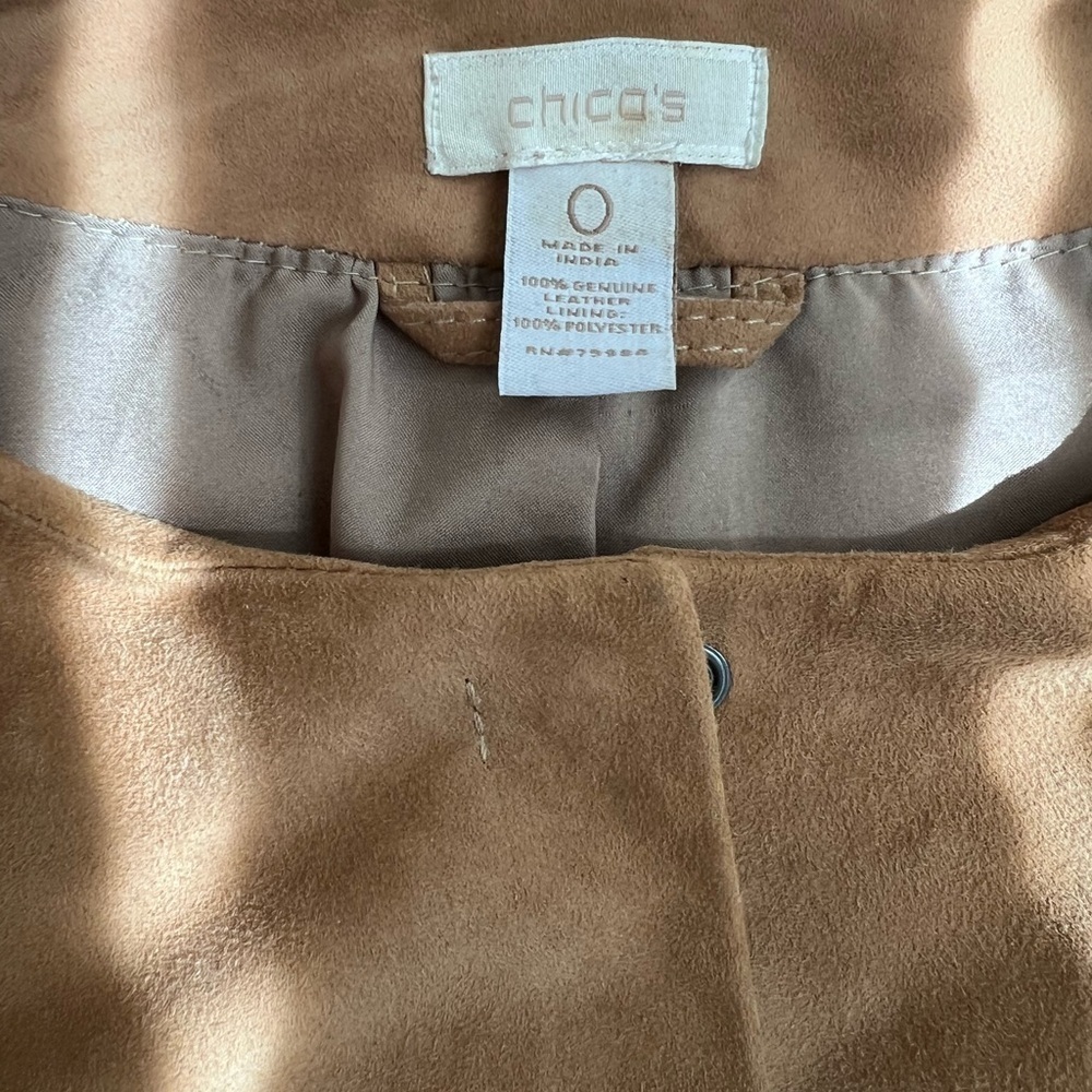 Chico’s Women’s Genuine Leather Brown Buttoned Full Sleeve Jacket 0 US S/4 - Picture 2 of 11